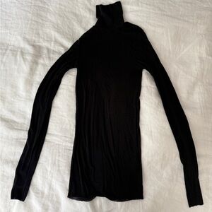 COS gauzy sheer black wool turtleneck